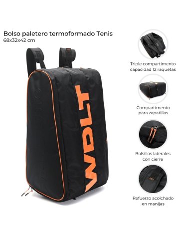 Bolso raquetero termoformado Tenis (Capacidad 12 Raquetas) WANDERLUST
