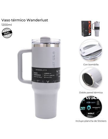 Vaso Termico con Bombilla 1200 ML WANDERLUST
