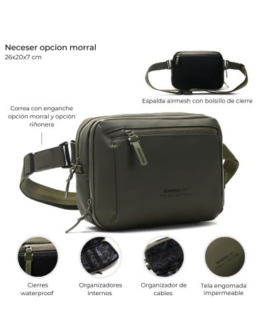 Neceser opcion morral engomado con organizadores internos y cierres WANDERLUST