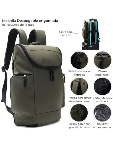 Mochila Desplegable engomada 18