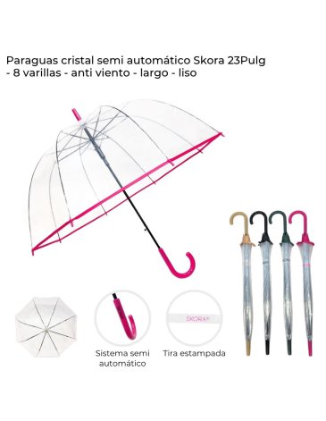 Paraguas Cristal semi automatico SKORA