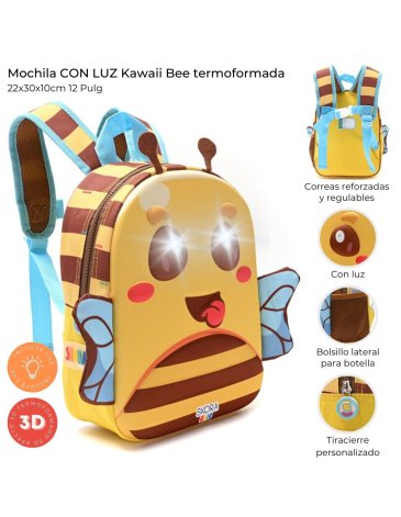 Mochila con luz Kawaii Bee termoformada 12