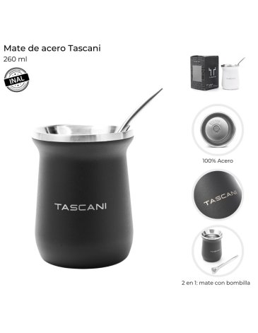 Mate de acero con Bombilla 260 ML TASCANI