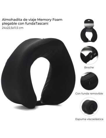 Almohadita de viaje Memory Foam plegable con funda TASCANI
