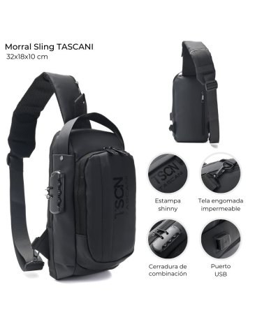 Morral Sling con cerradura y USB TASCANI