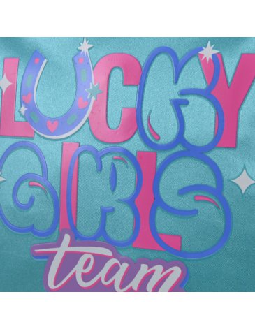 Mochila Think Happy Lettering Lucky Girls con Llavero y mondero 18'' - SKORA