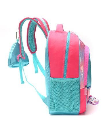 Mochila Think Happy Lettering Lucky Girls con Llavero y mondero 18'' - SKORA