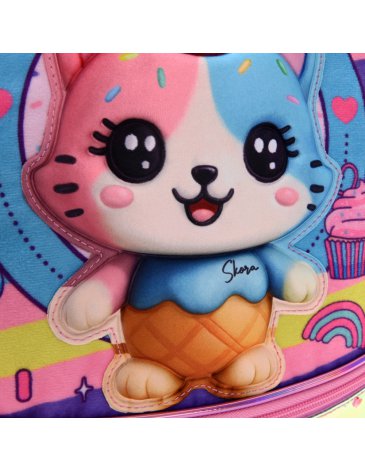 Mochila Think Happy Teen Kawaii Gatito 18'' - SKORA