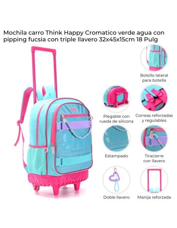 Mochila Carro reforzado y plegable Think Happy Cromatico con Llavero 18