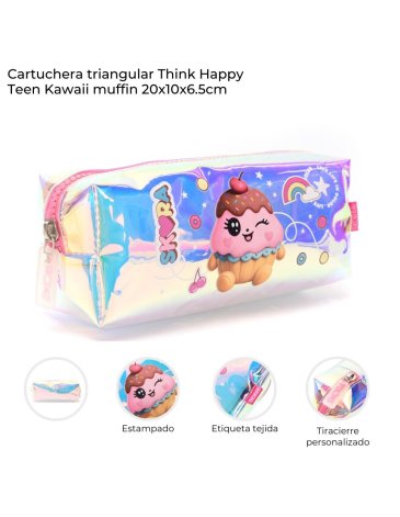 Cartuchera triangular Think Happy Teen Kawaii Muffin SKORA
