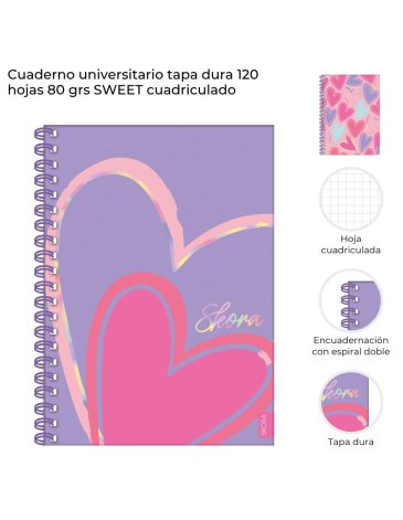Cuaderno universitario tapa dura 120 hojas A4 cuadriculado SKORA