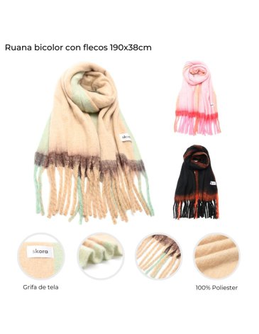 Ruana Bicolor con flecos SKORA