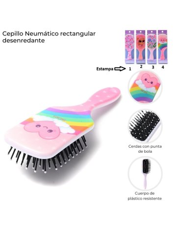 Cepillo neumatico rectangular desenredante SKORA