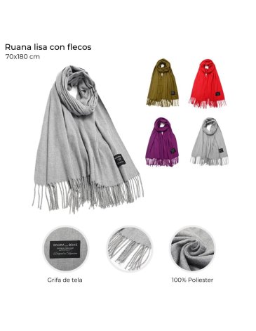 Ruana lisa con flecos SKORA
