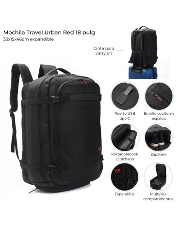 Mochila de Viaje Urban Red 18