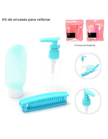 Kit de envases para rellenar y peine x3u SKORA