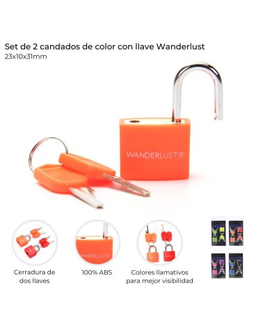Candados de color con llave Wanderlust 23x10x31mm - WANDERLUST
