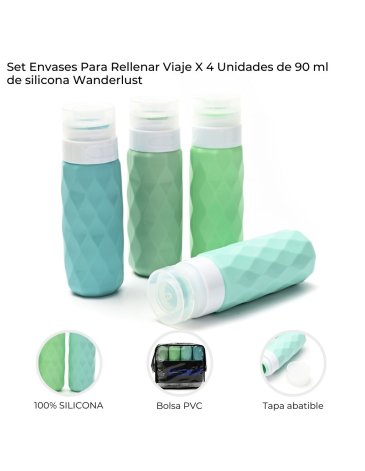 Set Envases Para Rellenar dde Viaje x4 90ml WANDERLUST