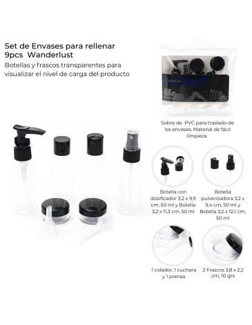 Set Envases Para Rellenar de Viaje WANDERLUST