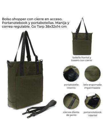 Bolso shopper con cierre en acceso WANDERLUST