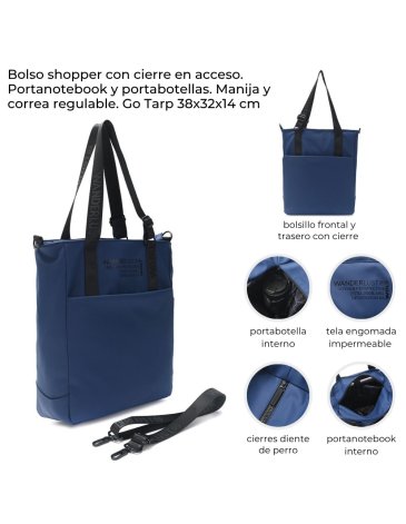 Bolso shopper con cierre en acceso WANDERLUST