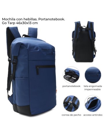 Mochila con hebillas. Portanotebook. Go Tarp 46x30x13cm x1u 17'' WANDERLUST