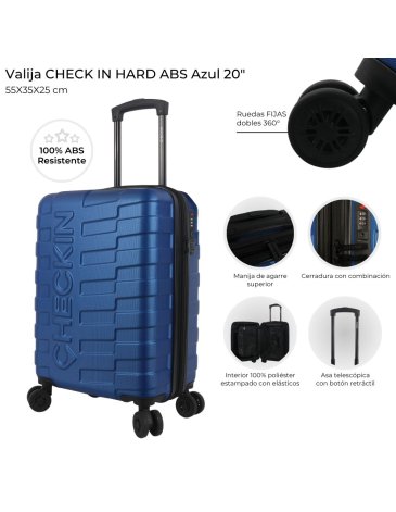 Valija  ABS 20 pulg 4 ruedas dobles  CHECK IN