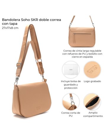 Bandolera Soho doble correa con tapa SKORA