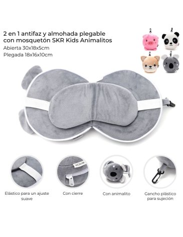 2 en 1 antifaz y almohada plegable con mosqueton SKORA