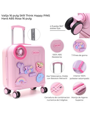 Valija 16 pulg SKR Think Happy PINS Hard ABS SKORA