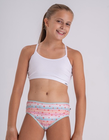 Bombacha juvenil flor algodon y lycra Pack x3 T12/18 DOLCISIMA