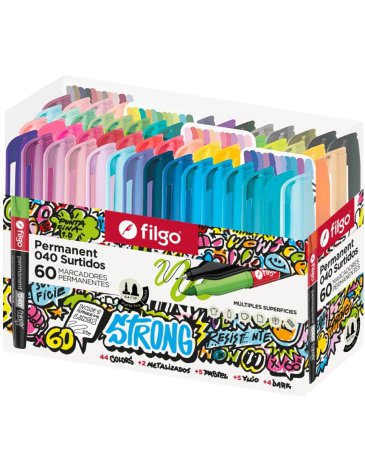 Marcador Permanente 040 Fino / Estuche 60 Surtido FILGO