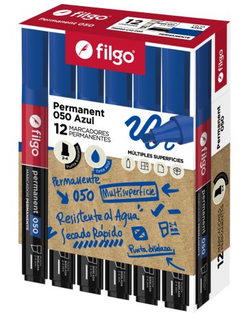 Marcador permanente 050 Bisel / Caja x 12 Azul FILGO