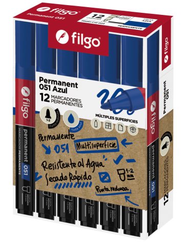 Marcador Permanente 051 redonda / Caja x 12 Azul FILGO