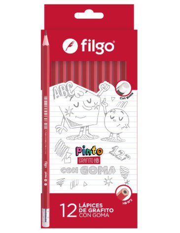 Lapiz grafito de resina pinto hb c/goma / caja 12 FILGO