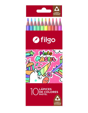 Lapices colores de madera Pinto / Estuche x 10 pastel FILGO