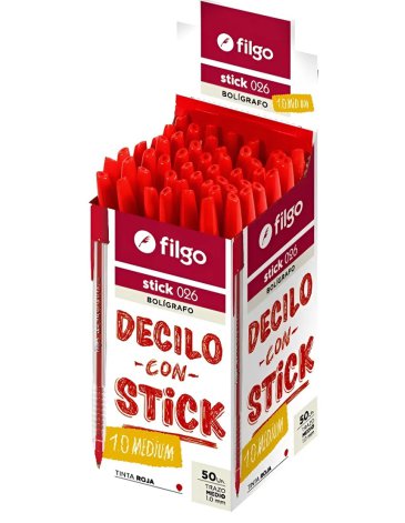 Boligrafo 0.26 Stick 1.0 / Caja x 50 Rojo FILGO