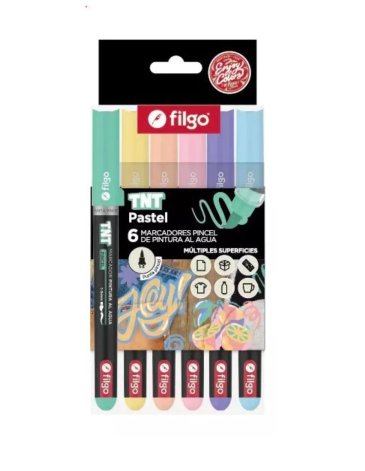 Marcador Pincel de pintura al agua / Estuche x 6 pastel FILGO