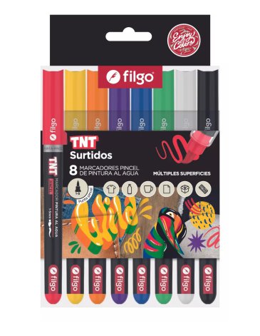 Marcador pincel de pintura al agua TNT / Estuche x 8 surtido FILGO