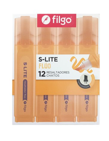 Resaltador chato S-Lite Display x 12  Naranja Fluo FILGO
