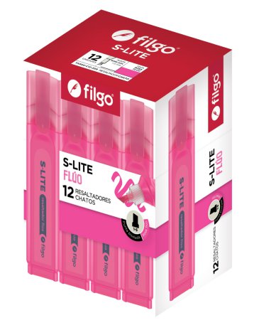 Resaltador chato S-Lite Display x 12 Rosa Fluo FILGO