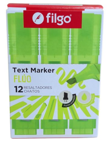 Resaltador Text Marker caja 12 verde fluo FILGO