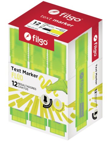 Resaltador Text Marker caja 12 amarrillo fluo FILGO