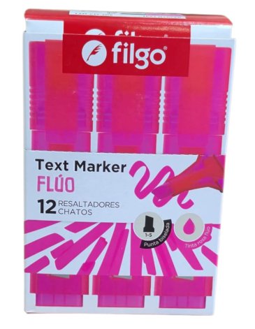 Resaltador Text Marker caja 12 amarrillo rosa fluo FILGO